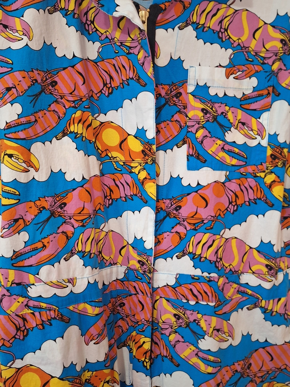 Nooworks Blue, Orange and Pink Lobster Print Jumpsuit Coveralls XXL - Picture 4 of 6